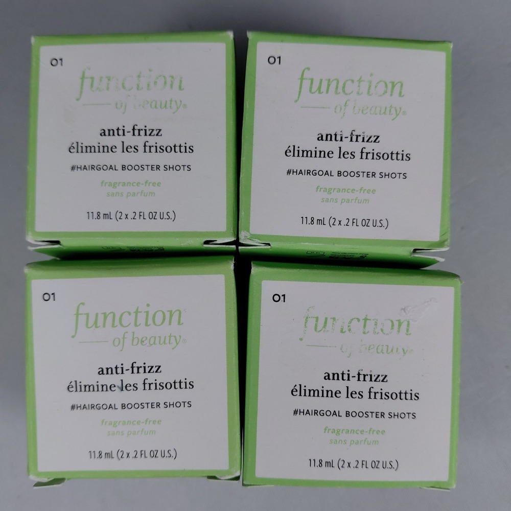 Lot 4 Function of Beauty Anti-Frizz #Hairgoal Booster Shots 2 Per Box .2 Oz Each